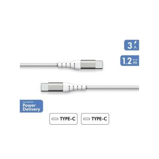 FORCE POWER - Cabo USB-C/USB-C  Reforçado 1.2M- 2.4Amp Branco F149372