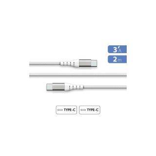 FORCE POWER - Cabo USB-C/USB-C  Reforçado 2M 3Amp Branco F152405
