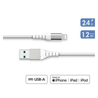 FORCE POWER - Cabo USB A/Lightning Reforçado 1.2m- 2.4Amp Branco F149415