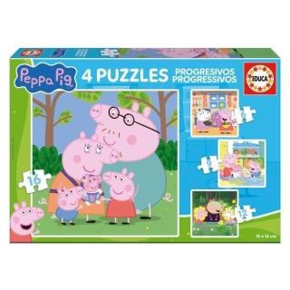 EDUCA - Puzzle Maleta Progressivos Peppa Pig 6-9-12-16  20325