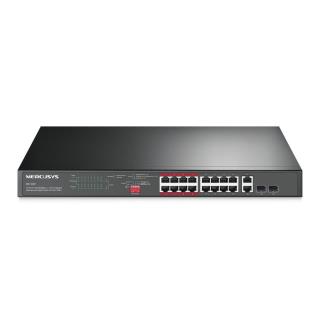 MERCUSYS - Switch 16 Portas PoE+ 10/100Mbps + 2 Portas Gigabit + 2 Portas SFP UnManaged Rackmount MS118CP