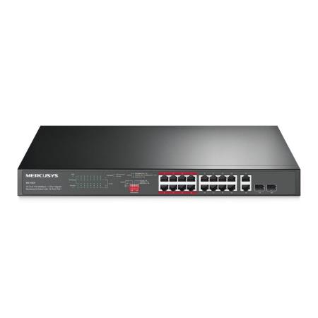 MERCUSYS - Switch 16 Portas PoE+ 10/100Mbps + 2 Portas Gigabit + 2 Portas SFP UnManaged Rackmount MS118CP