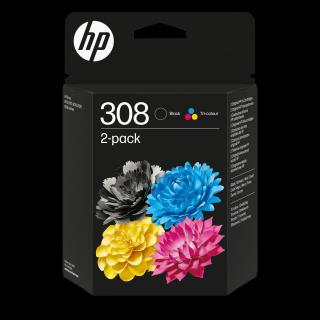 HP - Tinteiro 308 Black/Tri-Color Ink Cartridge Combo 2-Pack 6L6S6UE