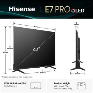 HISENSE - QLED Smart TV 43E7Q PRO