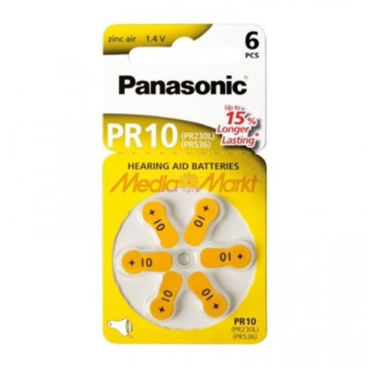 PANASONIC - DISCO 6 PILHAS AUDITIVAS - PR10L/6LB