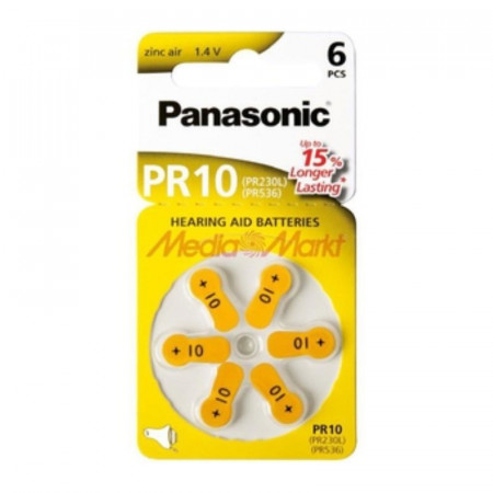 PANASONIC - DISCO 6 PILHAS AUDITIVAS - PR10L/6LB